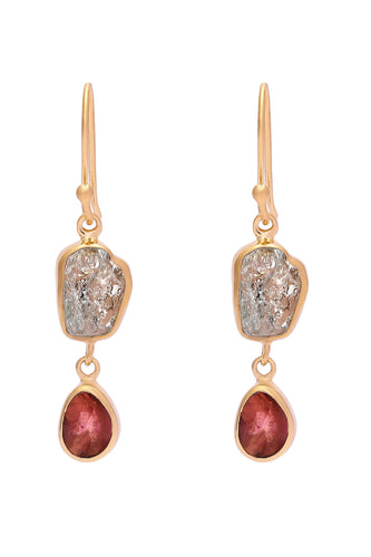 Chitra earrings, pink tourmaline - Wholesale